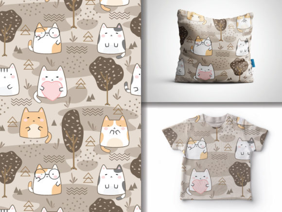 Adorable Design Assets: Seamless Pattern Kawaii Cute Cats
