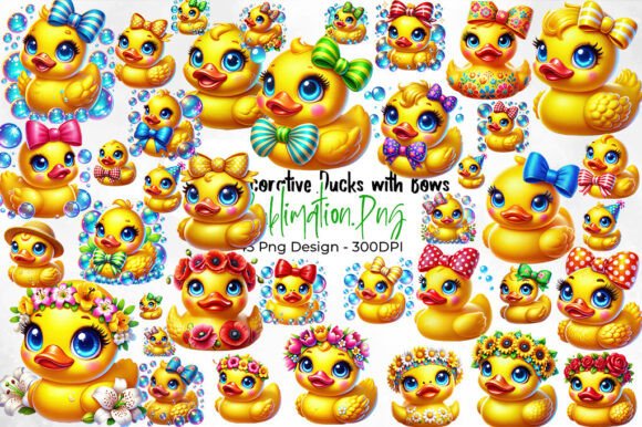 Charming Duck Clipart with Bows for Creative Projects