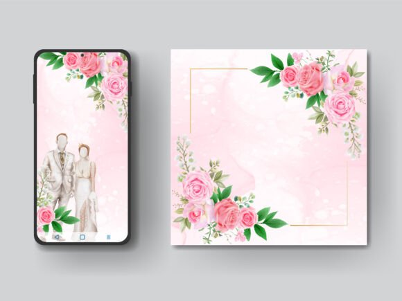 Charming Pink Floral Wedding Invitation Templates