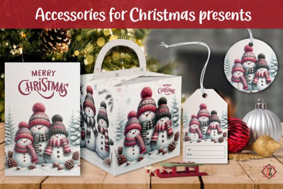 Christmas Gift Tags, Card and Gift Box: A Snowman Decor Set