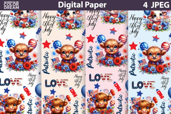 Patriotic Digital Paper: Vibrant 4th of July Backgrounds