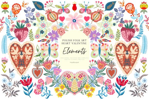 Polish Folk Art Heart Valentine Elements: A Designer's Guide