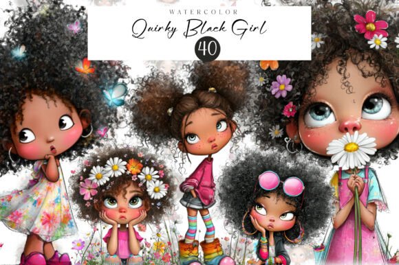 Quirky Black Girl Clipart for Vibrant Creative Projects