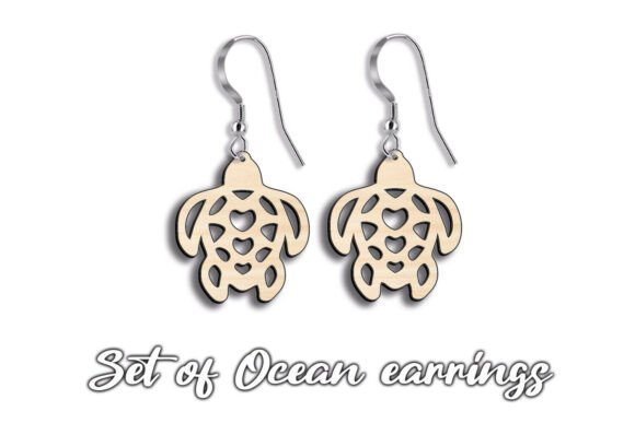 SVG Earrings Turtle Set Ocean Pattern 7: Coastal Craft Design