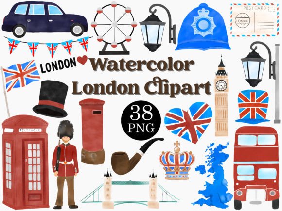 Watercolor London Clipart Set: Your Creative Toolkit
