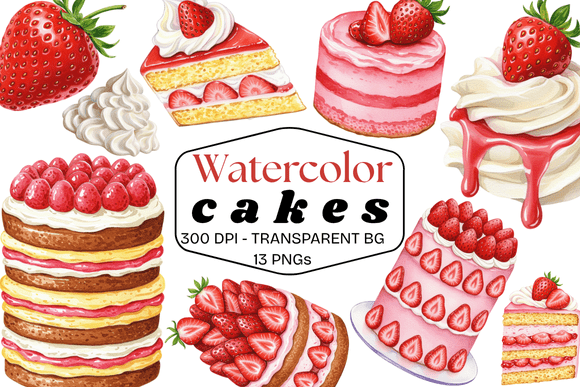 Watercolor Strawberry Cakes: Sweetening Your Design Projects