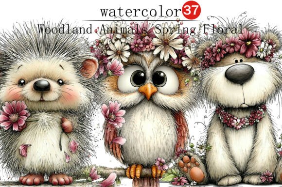 Woodland Animals Spring Floral Clipart: Your Go-To Design Asset
